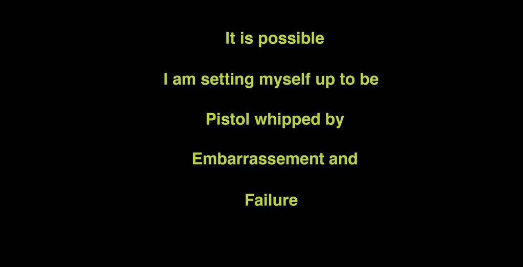 It is possible I am setting myself up to be pistol whipped by embarrassment and failure - Philip Charles Williams